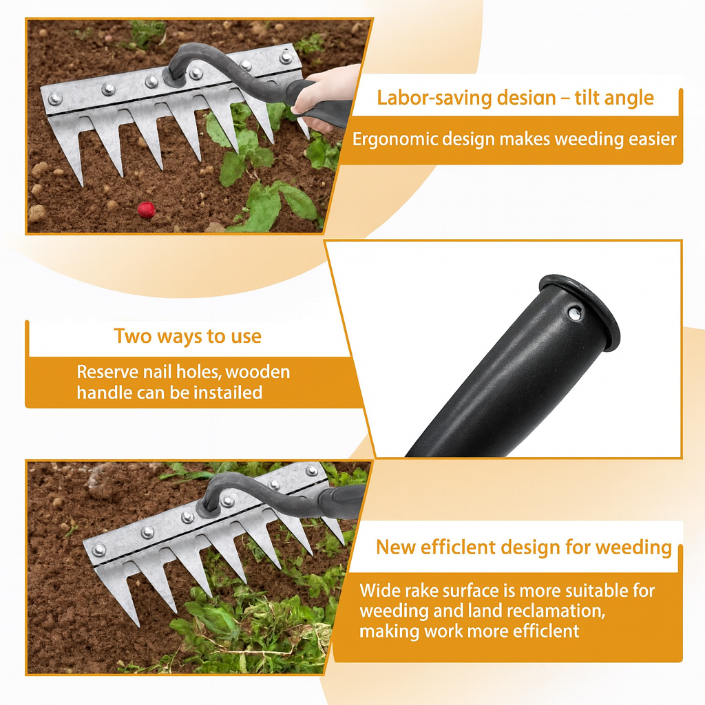 🌱 5 Teeth Carbon Steel Garden Weeding Tool 🌱